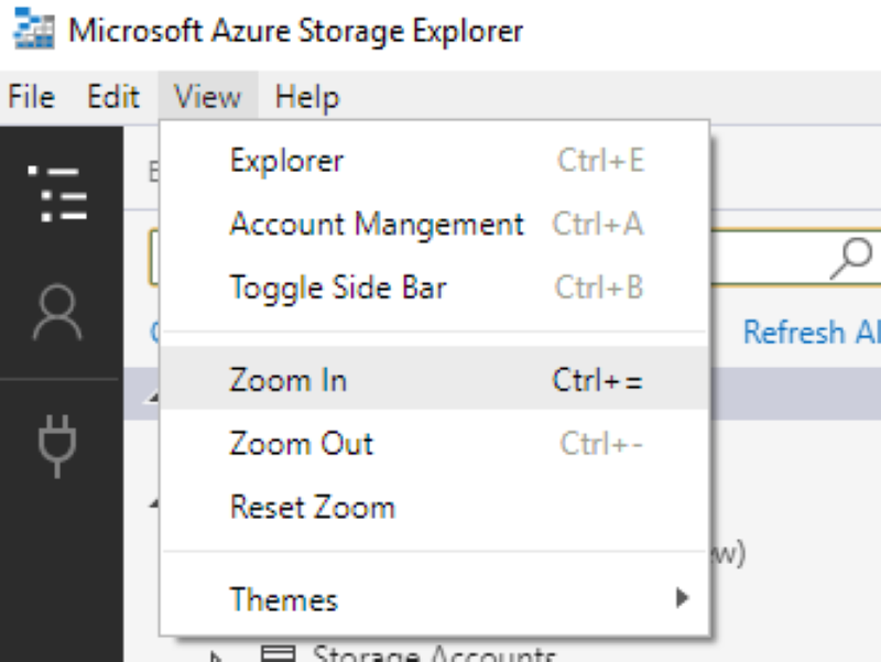 Azure Storage Explorerの特徴_ズーム機能