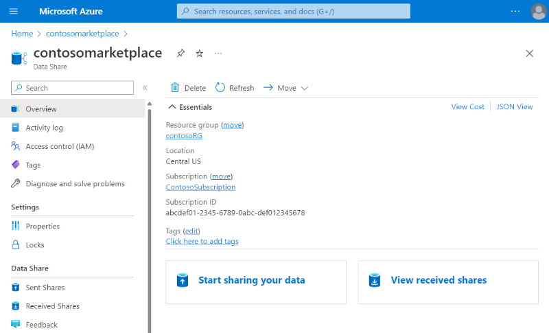 1.Azure Portal からデータ共有の作成