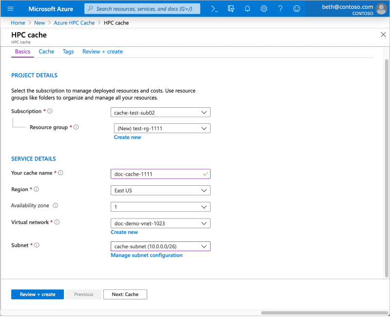 Azure HPC Cacheの作成手順